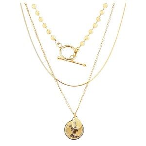 B13. Coin Triple Layered Necklace